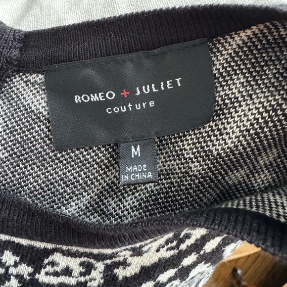 New Romeo + Juliet Couture Baroque Knit Fit Flare Dress Party Work Black Ivory M - Picture 3 of 7